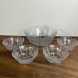 Dansk Floriform Glass Cow Parsley Salad Bowl Set, Mantasala Finland